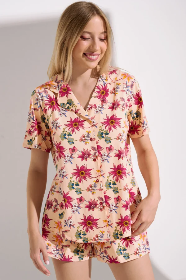 Pyjama mit Schlafshirt und Shorts »Flowers«