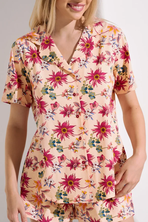 Pyjama mit Schlafshirt und Shorts »Flowers«